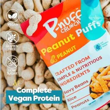 Pnuff Crunch Peanut Butter Puffs - Healthy Snacks, Low Calorie Snacks, Gluten Free Snacks, Vegan, High Protein, Keto, Office Snacks, Low Sugar, as Seen on Shark Tank - Original, 4 Oz Bag (Pack of 6)