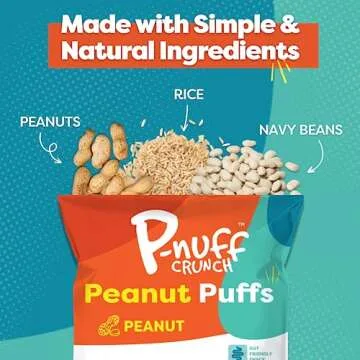 Pnuff Crunch Peanut Butter Puffs - Healthy Snacks, Low Calorie Snacks, Gluten Free Snacks, Vegan, High Protein, Keto, Office Snacks, Low Sugar, as Seen on Shark Tank - Original, 4 Oz Bag (Pack of 6)