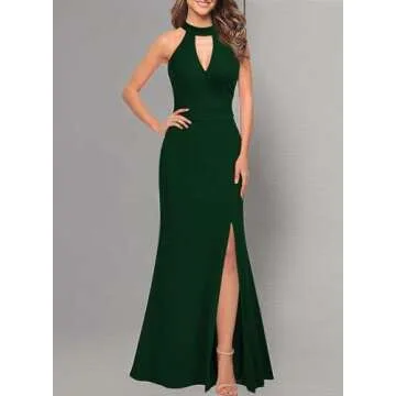 WOOSEA Elegant High Neck Mermaid Evening Dress for Women