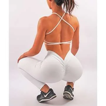 Zioccie Womens V-Back Scrunch Butt Lifting Leggings Buttery Soft High Waisted Booty Tights Workout Gym Yoga Pants (White, Small)