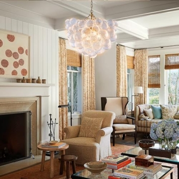 Longree Nordic Bubble Ball Swirled Glass Chandelier, Dia 20 inch Gild Gold and Clear Blown Glass Small Pendant Light Fixture for Bedroom Study Restaurant