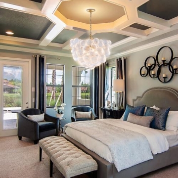 Longree Nordic Bubble Ball Swirled Glass Chandelier, Dia 20 inch Gild Gold and Clear Blown Glass Small Pendant Light Fixture for Bedroom Study Restaurant