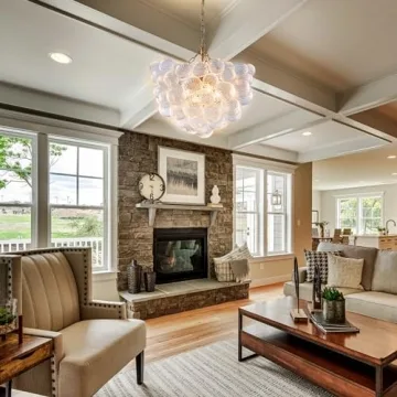 Longree Nordic Bubble Ball Swirled Glass Chandelier, Dia 20 inch Gild Gold and Clear Blown Glass Small Pendant Light Fixture for Bedroom Study Restaurant