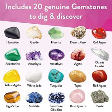 Mega Gemstone Dig Kit - 20 Real Life Gems for Kids