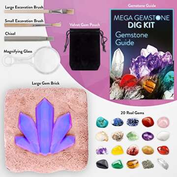 Mega Gemstone Dig Kit - 20 Real Life Gems for Kids