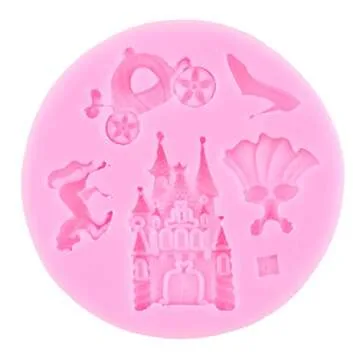 RFGHAC Picture Frames Silicone Mold Cinderella Fondant Mold Baroque Photo Frame Crown Castle Princess Dress Crystal Shoes Molds For Cake Decoration Cupcake Topper Candy Chocolate Gum Paste Set Of 4