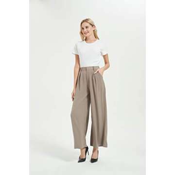 Tronjori Women High Waist Casual Wide Leg Palazzo Pants