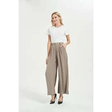 Tronjori Women High Waist Casual Wide Leg Palazzo Pants