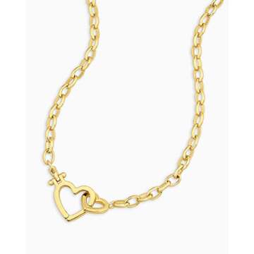gorjana Women's Parker Heart Necklace, 18K Gold Plated, Cable Chain, Interlocking Double Open Hearts...