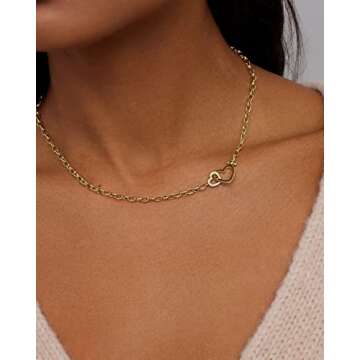 gorjana Women's Parker Heart Necklace, 18K Gold Plated, Cable Chain, Interlocking Double Open Hearts, Infinity Charm