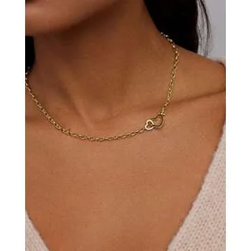 gorjana Women's Parker Heart Necklace, 18K Gold Plated, Cable Chain, Interlocking Double Open Hearts, Infinity Charm