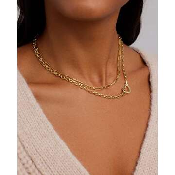 gorjana Women's Parker Heart Necklace, 18K Gold Plated, Cable Chain, Interlocking Double Open Hearts, Infinity Charm