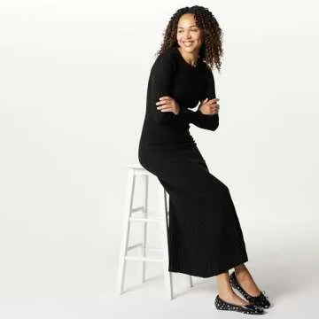 The Drop Women's Black Ribbed Maxi Dress for All Occasions