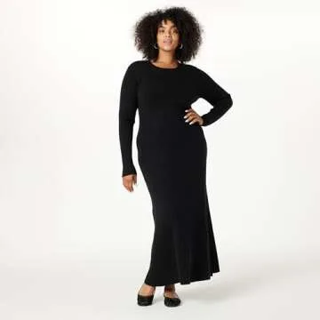 The Drop Women's Black Ribbed Maxi Dress for All Occasions