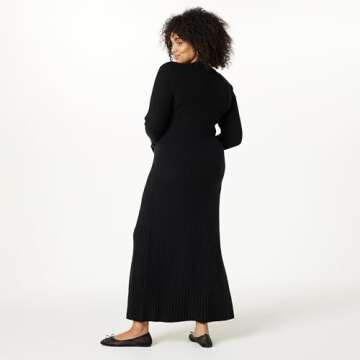 The Drop Women's Black Ribbed Maxi Dress for All Occasions