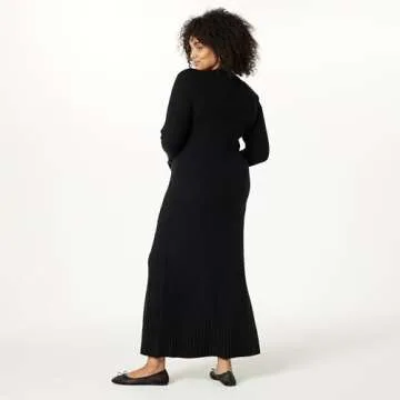The Drop Women's Black Ribbed Maxi Dress for All Occasions
