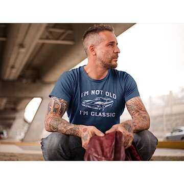 I'm Not Old I'm Classic Funny Car Graphic T-Shirt for Mens Womens Short Sleeve T Shirt Heather Navy XXX-Large