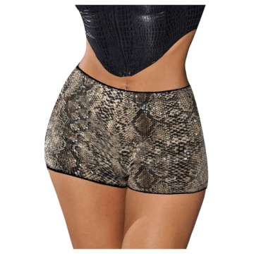 SHENHE Women's Glitter Sequin Leopard Shorts Low Rise Sexy Rave Club Booty Shorts Hot Pants Snakeski...