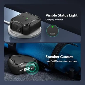 ESR for AirPods 4th Generation Case (HaloLock), Compatible with AirPods Case 4th Generation (2024), Compatible with MagSafe, Powerful Drop Protection, Magnetic Lid, Cyber Series, Black