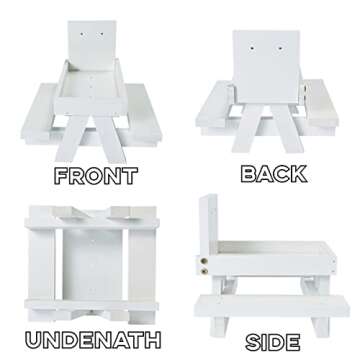 Squirrel Feeder Picnic Table with Colorful Umbrella, Wooden Squirrel Table Feeder Outside Funny with Corn Cob Holder for Yard and Porch Decoration, Easy to Fill Peanuts in Shell and Nuts