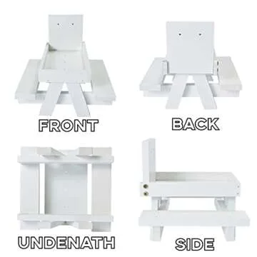 Squirrel Feeder Picnic Table with Colorful Umbrella, Wooden Squirrel Table Feeder Outside Funny with Corn Cob Holder for Yard and Porch Decoration, Easy to Fill Peanuts in Shell and Nuts