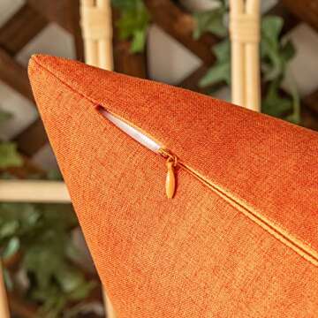 Woaboy Set of 2 Outdoor Waterproof Throw Pillow Covers Bright Orange Decorative Farmhouse Pillowcase Solid Fall Cushion Cases for Patio Tent Balcony Couch Sofa Car 18x18 inch