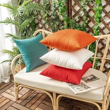 Woaboy Set of 2 Outdoor Waterproof Throw Pillow Covers Bright Orange Decorative Farmhouse Pillowcase Solid Fall Cushion Cases for Patio Tent Balcony Couch Sofa Car 18x18 inch