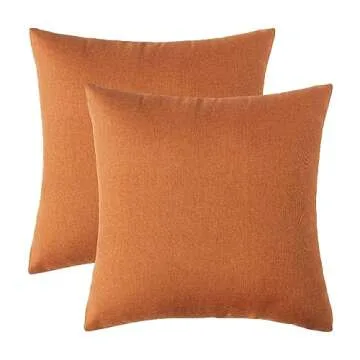 Woaboy Set of 2 Outdoor Waterproof Throw Pillow Covers Bright Orange Decorative Farmhouse Pillowcase Solid Fall Cushion Cases for Patio Tent Balcony Couch Sofa Car 18x18 inch