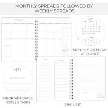 Beautiful Checkered 2025-2026 Monthly Planner and Calendar Book - To Do List Notebook That Easily Or...