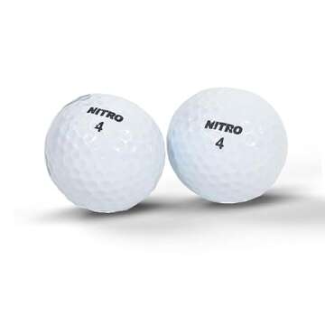 Nitro Long Distance High-Durability Golf Balls (15PK) All Levels Ultimate Distance Titanium Core Hig...