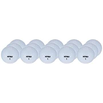 Nitro Long Distance High-Durability Golf Balls (15PK) All Levels Ultimate Distance Titanium Core High Velocity Great Stop & Sticking Ability Golf Balls USGA Approved-Total of 15-White