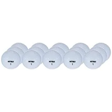 Nitro Long Distance High-Durability Golf Balls (15PK) All Levels Ultimate Distance Titanium Core High Velocity Great Stop & Sticking Ability Golf Balls USGA Approved-Total of 15-White