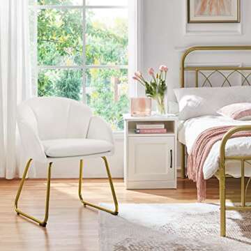 Yaheetech Modern Velvet Vanity Chair Armchair, Flower Shaped Makeup Chair with Golden Metal Legs for...