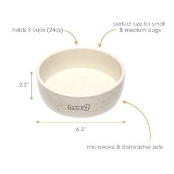 Pearhead Woof Ceramic Dog Bowl, Gifts for Pet Owners, Holds 3 Cups, Dog Gift, Medium Water and Food ...