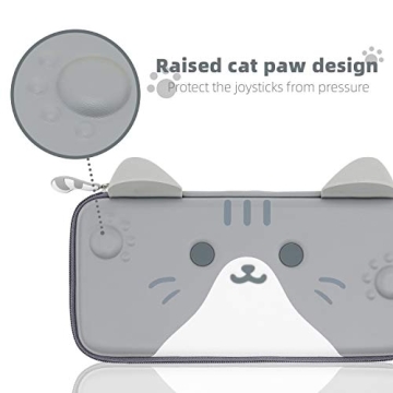 GeekShare Cat Ears Carry Case Compatible with Switch/Switch OLED - Portable Hardshell Slim Travel Carrying Case fit Switch Console & Game Accessories (Grey, Small)