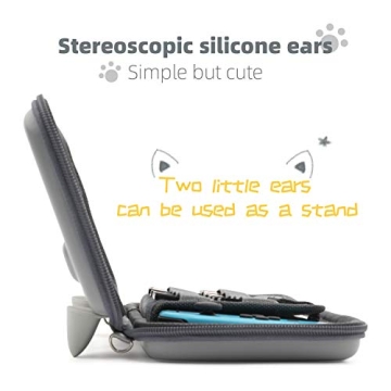 GeekShare Cat Ears Carry Case Compatible with Switch/Switch OLED - Portable Hardshell Slim Travel Carrying Case fit Switch Console & Game Accessories (Grey, Small)