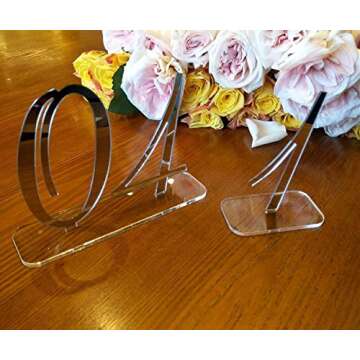 Elegant Mirror Acrylic Wedding Standing Table Numbers,Wedding Table Numbers Sign, Mirrored Wedding Table Decor (Silver, Number 1-20)