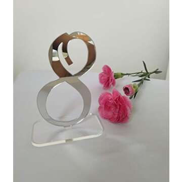 Elegant Mirror Acrylic Wedding Standing Table Numbers,Wedding Table Numbers Sign, Mirrored Wedding Table Decor (Silver, Number 1-20)