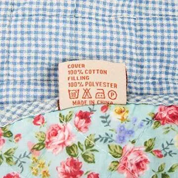 Cozyholy Original 100% Cotton Patchwork Quilt Blue Floral Bedspread Coverlet Reversible Vintage Shabby Chic Quilted Throw Blanket Bed Quilt Cover for Couch Sofa