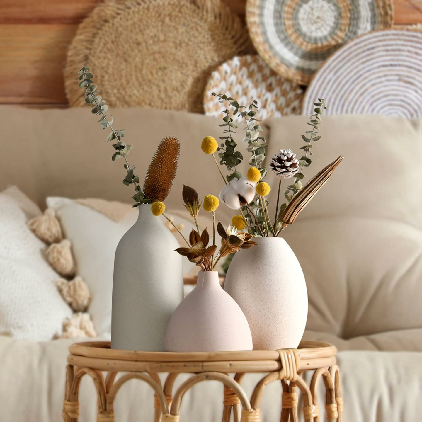 Scandinavian Ceramic Vase Set - Minimalist Style