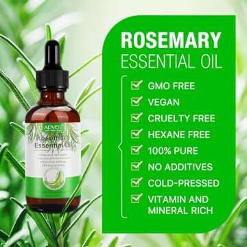 Organic Rosemary Oil for Hair Growth 2.02 Fl Oz with Scalp Massager, Pure Rosemary Essential Oil for...