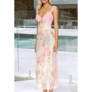 Elegant Summer Maxi Dress with Lace Trim for Women