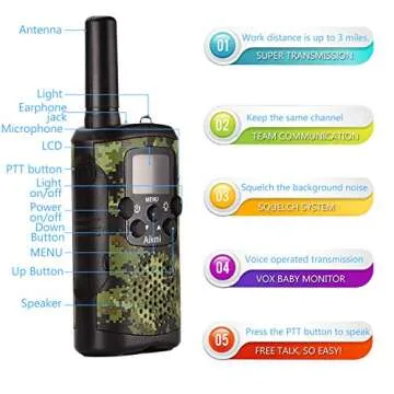 Gifts for Kids Aged 5-12 Boy Toys Kids Walkie Talkies 22 Channel 2 Way Radio 3 Miles Long Range fit Outdoor Adventure Hunt Game Camp Toys for Boys 6 7 8 9 Years Old Gifts for Boys