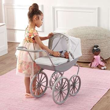 Badger Basket London Doll Stroller for 18 Inch Dolls – Stylish and Functional Stroller for Creativ...