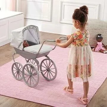 Badger Basket London Doll Stroller for 18 Inch Dolls – Stylish and Functional Stroller for Creative Play for Young Doll Lovers