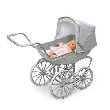 Badger Basket London Doll Stroller for 18 Inch Dolls – Stylish and Functional Stroller for Creative Play for Young Doll Lovers