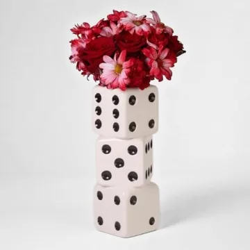 Retro Triple Dice Vase - Unique Maximalist Ceramic Decor for Trendy Spaces