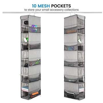 ZOBER Hanging Shoe Organizer for Closet, 10 Shelves - Hanging Shoe Rack W/ Side Pockets - Narrow, Space Saving, Durable