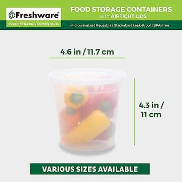 Freshware Food Storage Containers 240 Set 24 oz Deli Containers