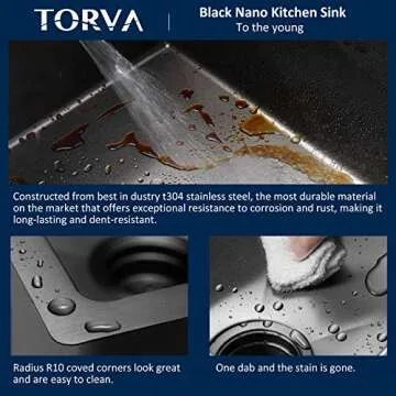 TORVA Bar Sink,TORVA 14 x 18 Inch Undermount Kitchen Sink,Gloss Black PVD Coated Gunmetal Sink,16 Gauge 304 Stainless Steel Single Bowl Wet Bar or Prep Sink with Zero-Radius Corners,Dark Gray